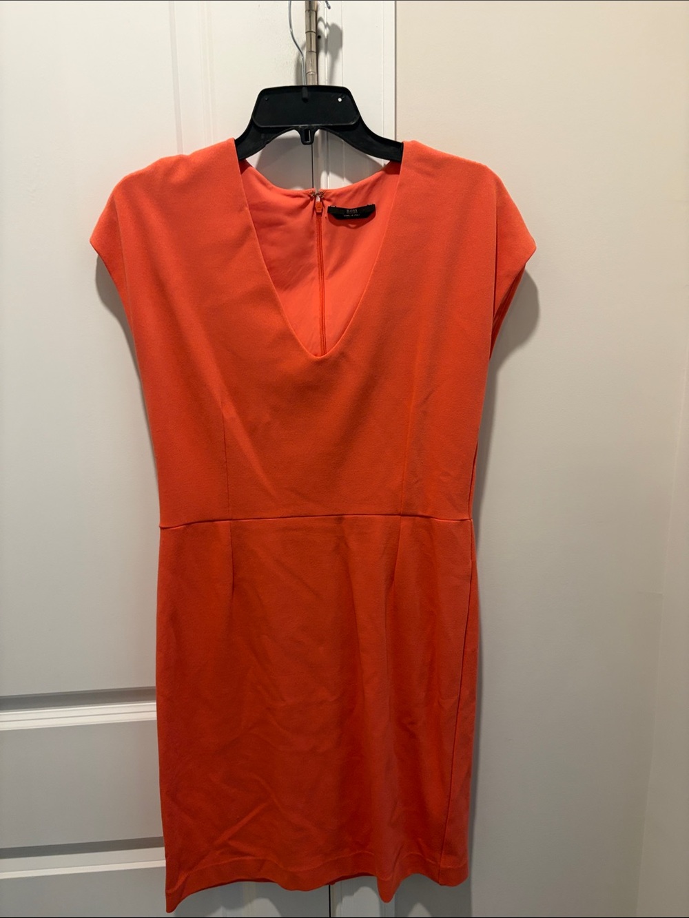 Hugo Boss Vibrant Cap-Sleeve V-Neck Midi Dress